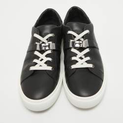 Hermes Black Leather Day Sneakers Size 44
