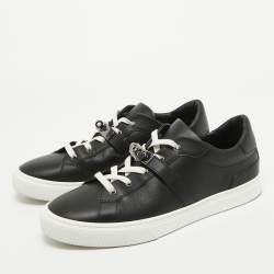 Hermes Black Leather Day Sneakers Size 44