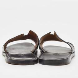 Hermes Black Leather Izmir Sandals Size 43