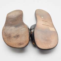 Hermes Black Leather Izmir Sandals Size 43