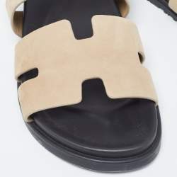 Hermes Brown Suede Genius Slingback Sandals Size 44