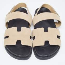 Hermes Brown Suede Genius Slingback Sandals Size 44