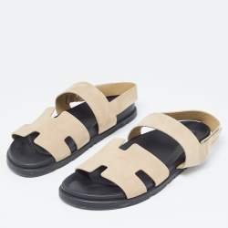 Hermes Brown Suede Genius Slingback Sandals Size 44