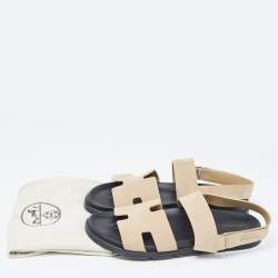 Hermes Brown Suede Genius Slingback Sandals Size 44