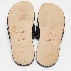 Hermes Navy Blue Denim Izmir Slides Size 41