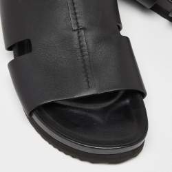 Hermes Black Leather Slides Size 44.5 