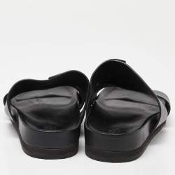 Hermes Black Leather Slides Size 44.5 