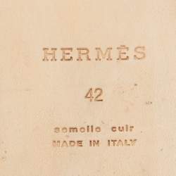 Hermes Green Leather Izmir Flat Slides Size 42