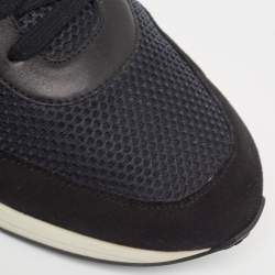 Hermes Black Mesh and Leather Low Top Sneakers Size 42.5