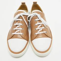Hermes Brown/White Leather Low Top Sneakers Size 43.5