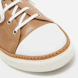 Hermes Brown/White Leather Low Top Sneakers Size 43.5