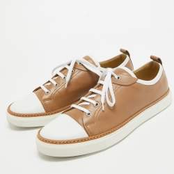 Hermes Brown/White Leather Low Top Sneakers Size 43.5