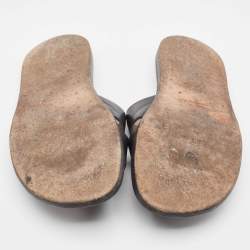 Hermes Black Leather Izmir Slide Sandals Size 43
