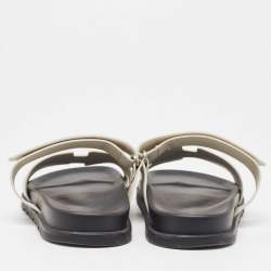 Pre Owned Hermes White Leather Chypre Sandals Size 43