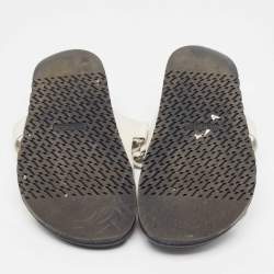 Pre Owned Hermes White Leather Chypre Sandals Size 43