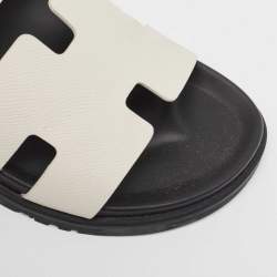 Pre Owned Hermes White Leather Chypre Sandals Size 43