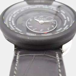 Hermes Black Titanium Le Temps Voyageur Automatic Men's Wristwatch 41 mm