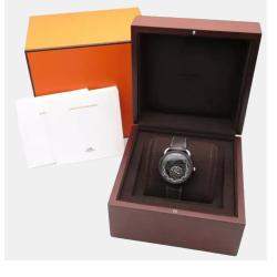 Hermes Black Titanium Le Temps Voyageur Automatic Men's Wristwatch 41 mm