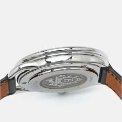 Pre Owned Hermes Silver Dial Stainless Steel Leather Arceau AR7.710 Men's Wristwatch 41 mm