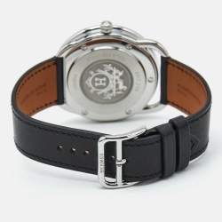Pre Owned Hermes Silver Dial Stainless Steel Leather Arceau AR7.710 Men's Wristwatch 41 mm
