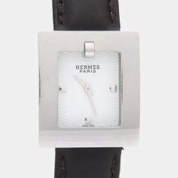 Pre Owned Hermes Belt BE1.210 Quartz White Stainless Steel Men's Wristwatch 26 mm