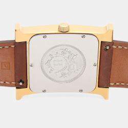 Pre Owned Hermes Heure H HH1.801 Quartz Gold Plated Stainless Steel Men's Wristwatch 30.5 mm