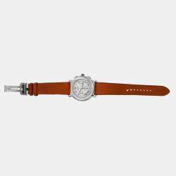 Pre Owned Hermes Kepler Chronograph KP1.910 Automatic White Stainless Steel Men's Wristwatch 40 mm