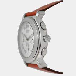 Pre Owned Hermes Kepler Chronograph KP1.910 Automatic White Stainless Steel Men's Wristwatch 40 mm