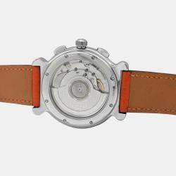 Pre Owned Hermes Kepler Chronograph KP1.910 Automatic White Stainless Steel Men's Wristwatch 40 mm