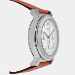 Pre Owned Hermes Kepler Chronograph KP1.910 Automatic White Stainless Steel Men's Wristwatch 40 mm