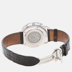 Pre Owned Hermes Arceau Chrono AR4.910 Automatic Black Stainless Steel Men's Wristwatch 43mm