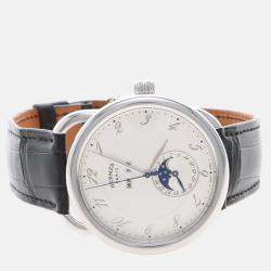 Pre Owned Hermes Arceau Grande Lune AR8.810 Automatic White Stainless Steel Men's Wristwatch 43mm