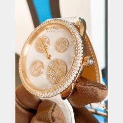 Pre Owned Hermes Arceau Cheval Cosmique Rose Gold 38 mm Diamond Watch