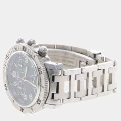 مملوكة مسبقًا Hermes Clipper Chronograph CL2.910 Automatic Black Stainless Steel Men's Wristwatch 40mm