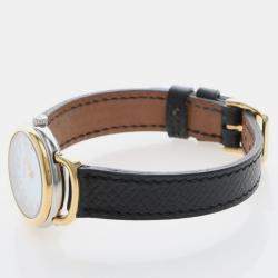 Pre Owned ساعة يد نسائية هيرمس كليبر بولمان PU2.240 ستانلس ستيل مطلية بالذهب كوارتز 25 مم