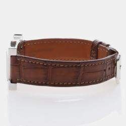 Pre Owned ساعة يد نسائية هيرمس هيور H HH1.210 كوارتز ستانلس ستيل ألماس 21 مم