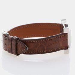 Pre Owned ساعة يد نسائية هيرمس هيور H HH1.210 كوارتز ستانلس ستيل ألماس 21 مم