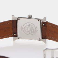 Pre Owned ساعة يد نسائية هيرمس هيور H HH1.210 كوارتز ستانلس ستيل ألماس 21 مم