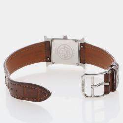 Pre Owned ساعة يد نسائية هيرمس هيور H HH1.210 كوارتز ستانلس ستيل ألماس 21 مم