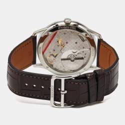 Pre Owned Hermès Slim d'Hermes CA2.810 Silver Stainless Steel Alliagator Leather Men's Wristwatch 39.50 mm