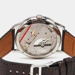 Pre Owned Hermès Slim d'Hermes CA2.810 Silver Stainless Steel Alliagator Leather Men's Wristwatch 39.50 mm