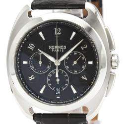 Hermes Black Stainless Steel Dressage Chronograph Automatic DR5.910 Men's Wristwatch 41 MM