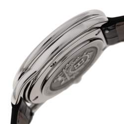 Hermes Silver Stainless Steel Leather Arceau AR5.710A Men's Wristwatch 38 mm