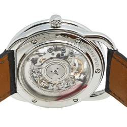 Hermes Skeleton Stainless Steel Alligator Arceau Squelette AR6.710a Men's Wristwatch 41 mm