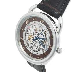 Hermes Skeleton Stainless Steel Alligator Arceau Squelette AR6.710a Men's Wristwatch 41 mm