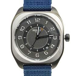 Hermes Black Titanium Fabric H08 W049432WW00 Men's Wristwatch 39 mm