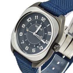 Hermes Black Titanium Fabric H08 W049432WW00 Men's Wristwatch 39 mm