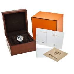 Hermes Grey Skeleton Titanium Platinum Alligator Leather Slim d'Hermes Squelette Lune W053606WW00 Men's Wristwatch 39.50 mm