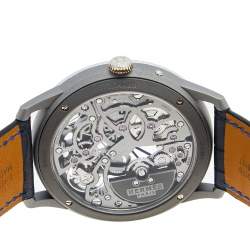 Hermes Grey Skeleton Titanium Platinum Alligator Leather Slim d'Hermes Squelette Lune W053606WW00 Men's Wristwatch 39.50 mm