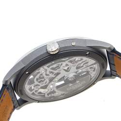 Hermes Grey Skeleton Titanium Platinum Alligator Leather Slim d'Hermes Squelette Lune W053606WW00 Men's Wristwatch 39.50 mm